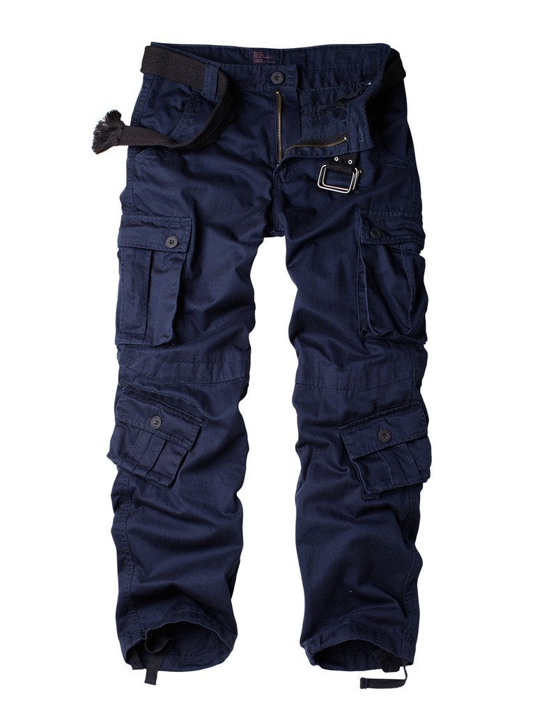 AKARMY Men's Camo Cargo Work Pants Cotton Military Army Casual Tactical Wild Combat Pants with 8 Pockets Blue 38x32 - Image 1